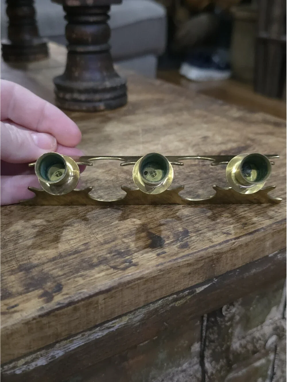 Vintage Brass Christmas taper candle holder